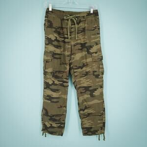Sanctuary Anthropologie Size XS Green Camo Linen Cargo Pocket Pull On Pants